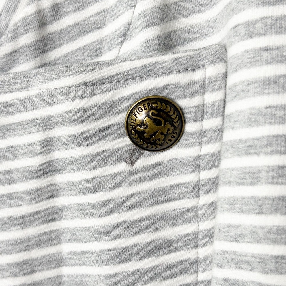 Tommy Hilfiger Womens XL Gray White Striped Military Band Jacket Crest Buttons - Picture 4 of 9